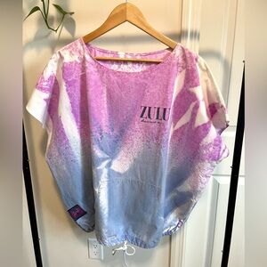Vintage 90s Zulu AirWEAR tie dye oversized graphic shirt purple/blue